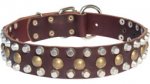 3 Rows Leather German Shepherd Collar with Pyramids and Studs