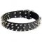 3 Rows Leather Spiked German Shepherd Collar
