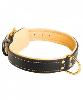 Stylish Stitched Nappa Padded Leather German Shepherd Collar