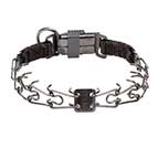 Quality Black Stainless Steel German Shepherd Pinch Prong Collar with Click Lock Buckle
