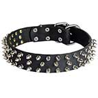Leather-spiked-dog-collar-3-rows-S44
