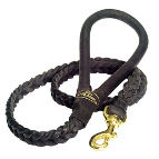 Full-Braided Leather German Shepherd Leash with Round Handle