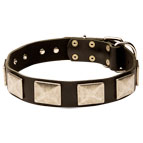 Adjustable Leather German Shepherd Collar with Massive Plates