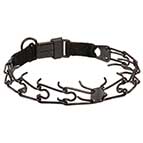 Black Stainless Steel German Shepherd Pinch Prong Collar with Click Lock Buckle