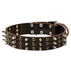Leather German Shepherd Collar with studs and spikes