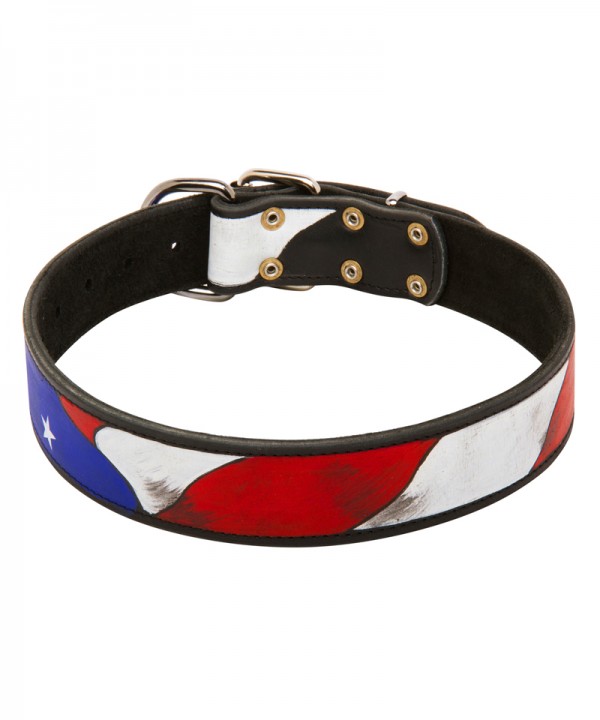 "American Pride" Handpainted Leather Collar for German Shepherd