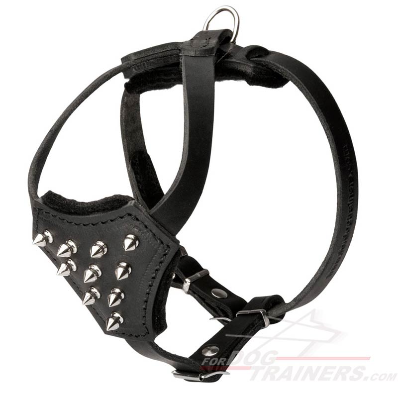 Small Spiked Leather German Shepherd Harness