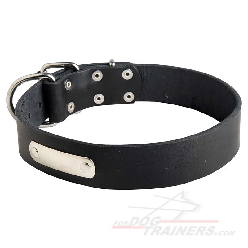 Durable Leather German Shepherd Collar with ID Tag