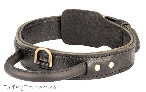 Strong 2 Ply Leather German Shepherd Collar with Comfortable Handle