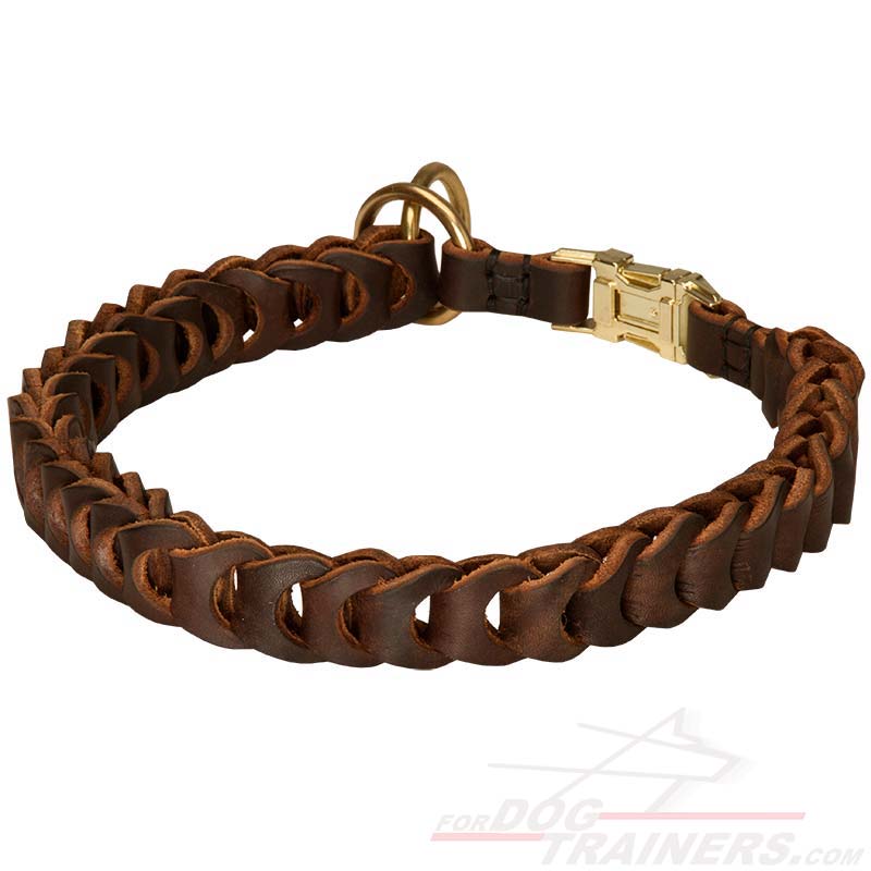 Extraordinary Braided Leather Choke Collar for German Shepherd Training