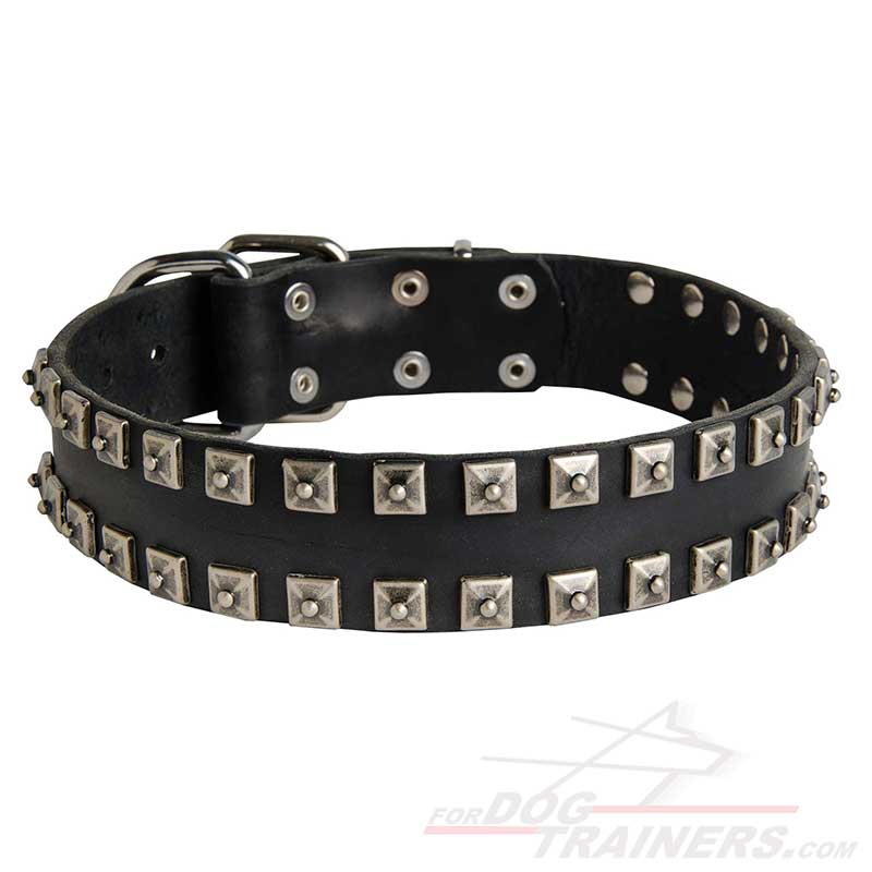 "Caterpillar" Leather German Shepherd Collar for Walking