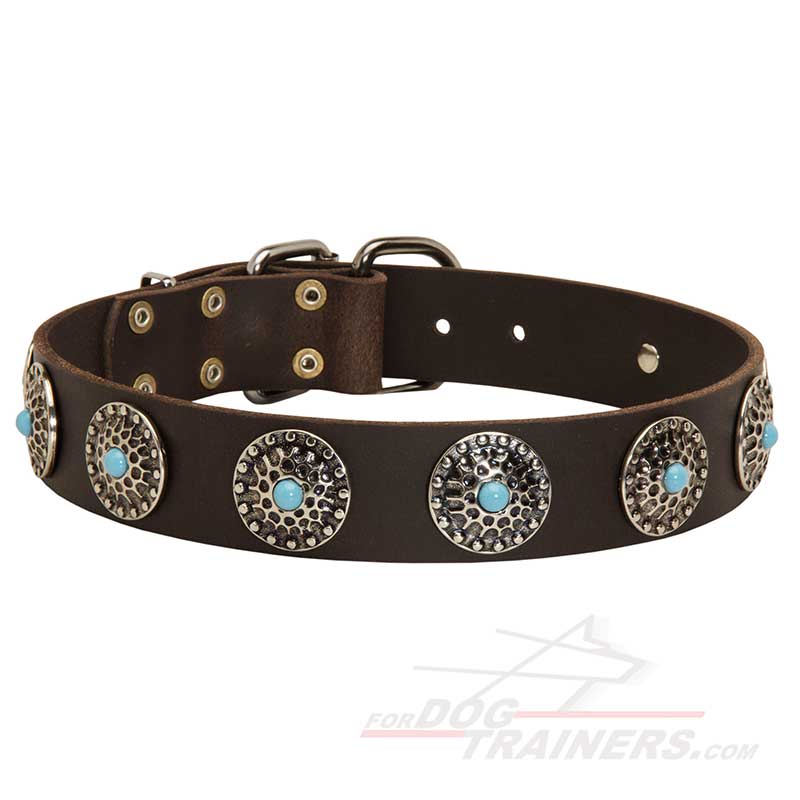 Luxury Leather German Shepherd Collar with Dainty Decor