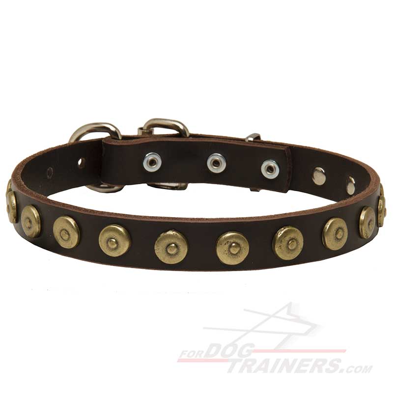 Leather German Shepherd collar with special dotted circles