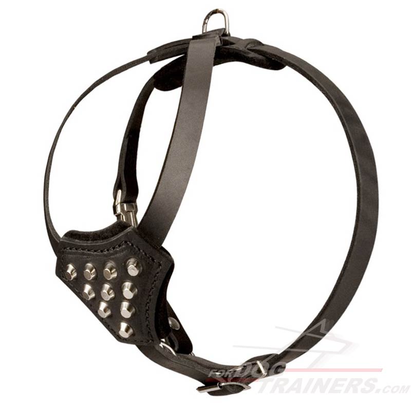 Decorated Leather Dog Harness for German Shepherd Puppies