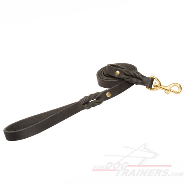 Braided Design Leather Leash for German Shepherd Handling