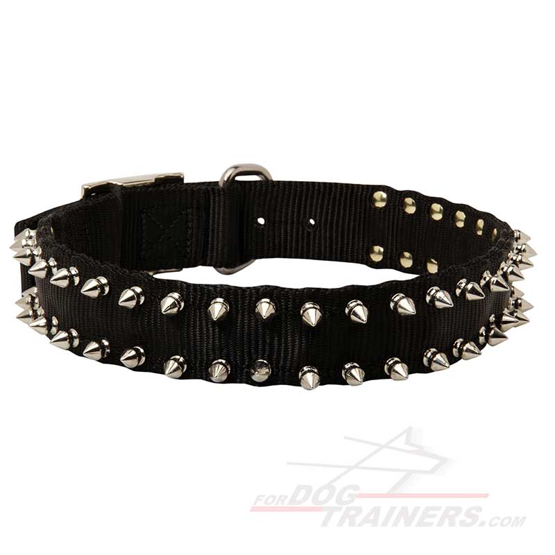 Black Nylon Spiked German Shepherd Collar