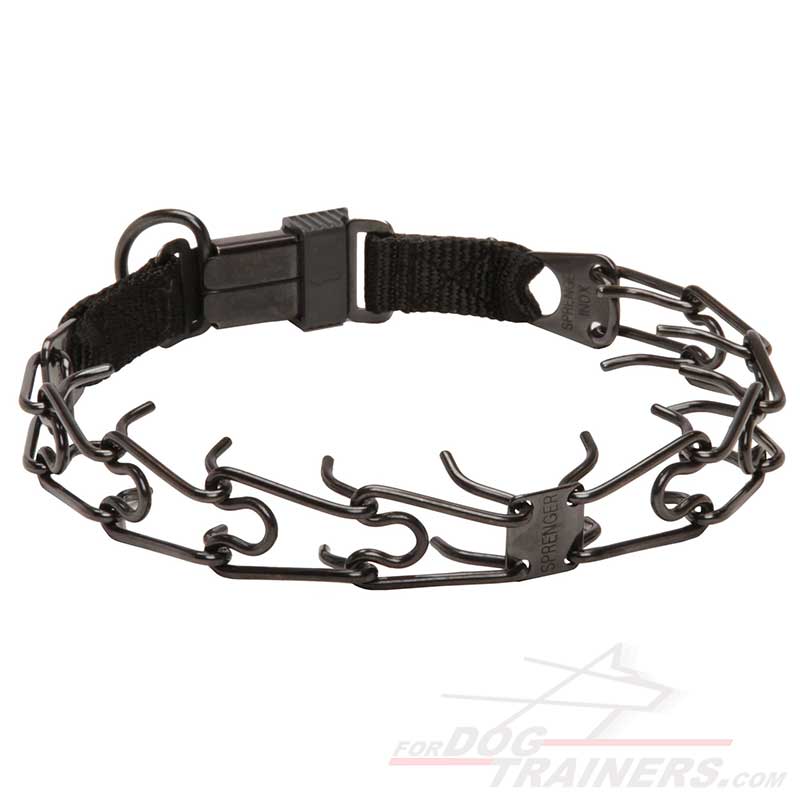 Black Stainless Steel German Shepherd Pinch Prong Collar with Click Lock Buckle