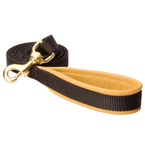 Nylon German Shepherd Leash with Leather Padded Handle
