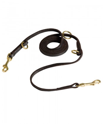 Multitasking Leather German Shepherd Leash with 3 O-Rings